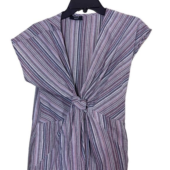 VICI Women's Multicolor Striped Knotted Twist Front Dress - Picture 4 of 12
